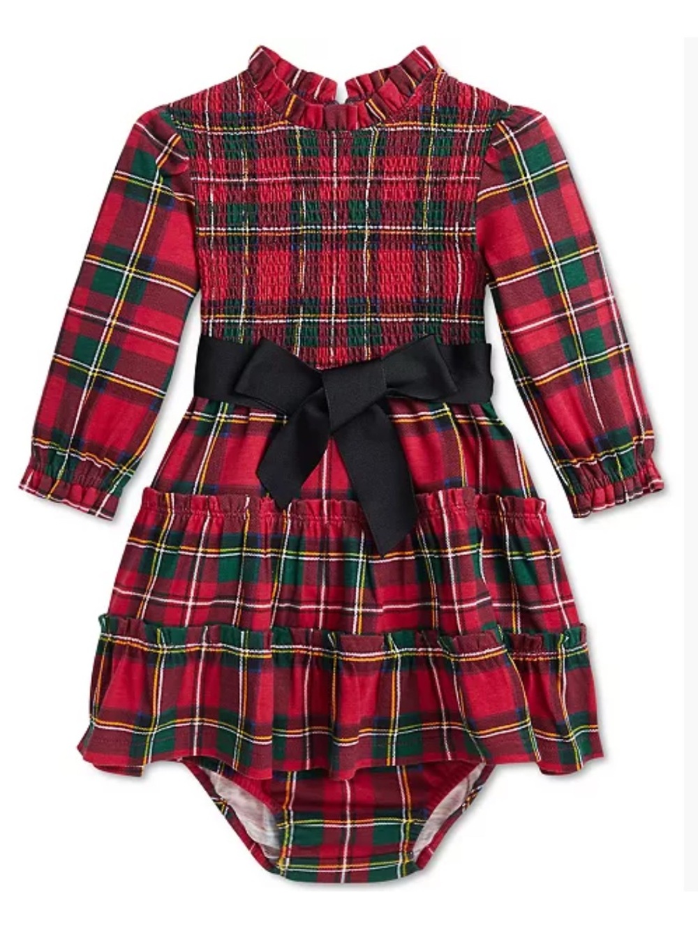 Polo Ralph Lauren Infant Baby Ruffled Trim Plaid Dress. Size 6 Months New W/Tags